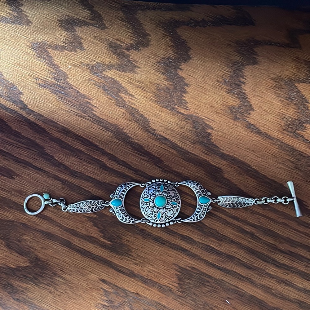 Luck Brand silver and turquoise tone bracelet